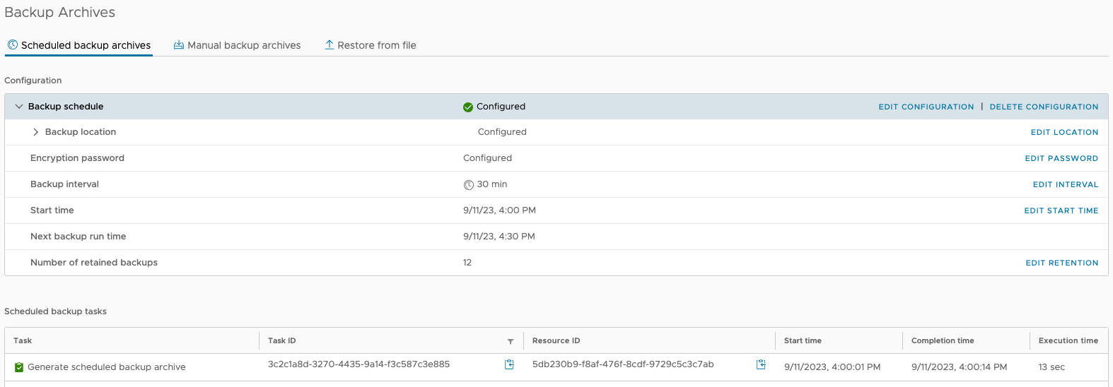 Generate a backup of all VMware Cloud Director Availability appliances