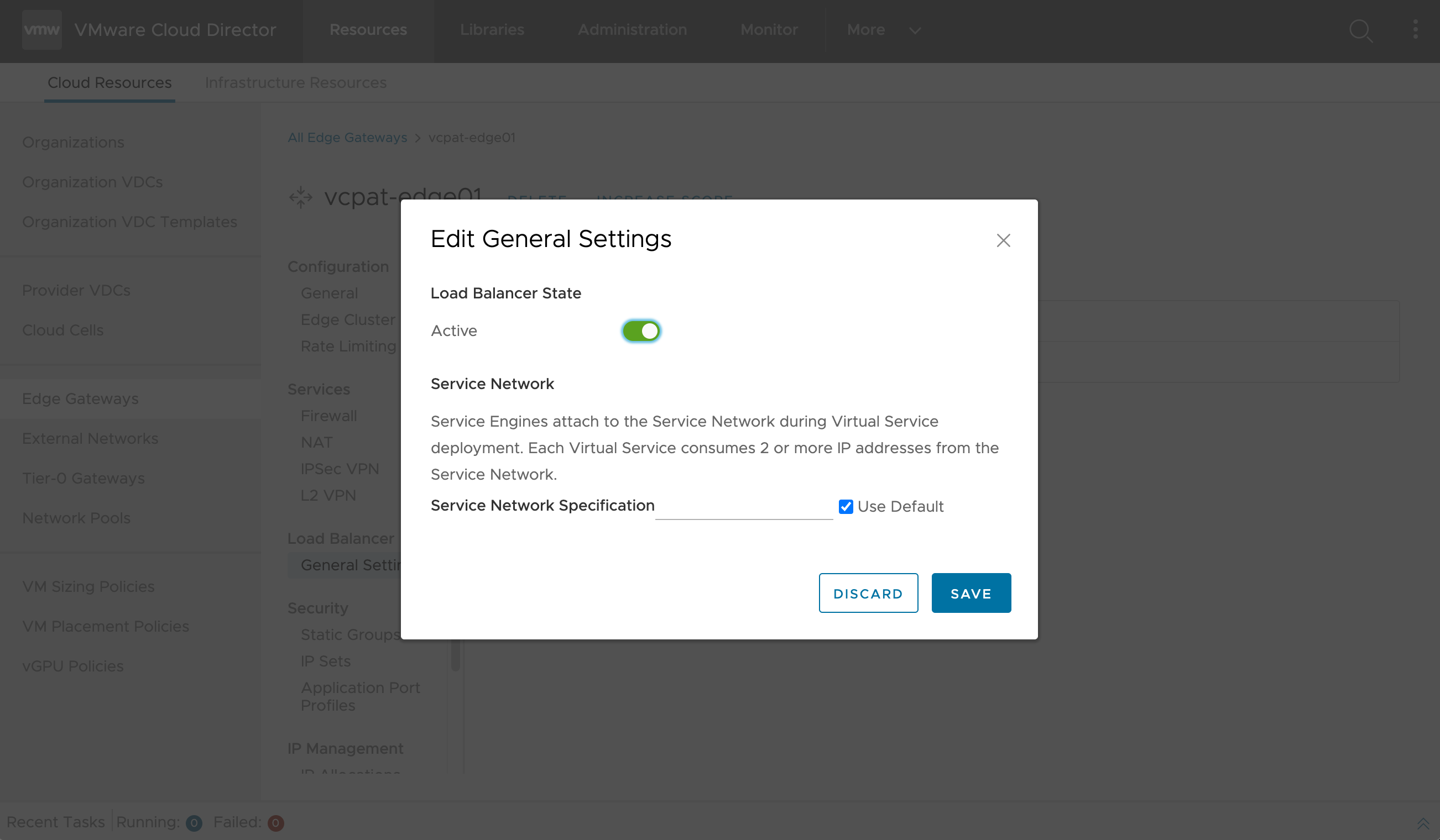 Enable Load Balancing as a Service in VMware Cloud Director on an NSX-T Edge Gateway