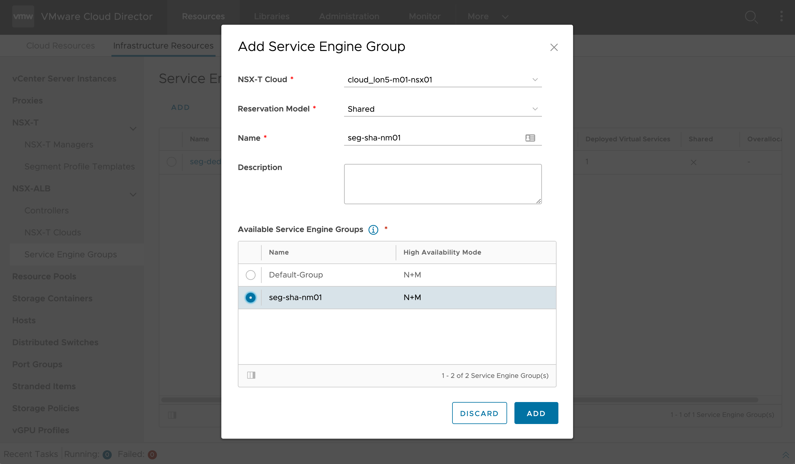 Load Balancing as a Service in VMware Cloud Director - Service Engine Group Import