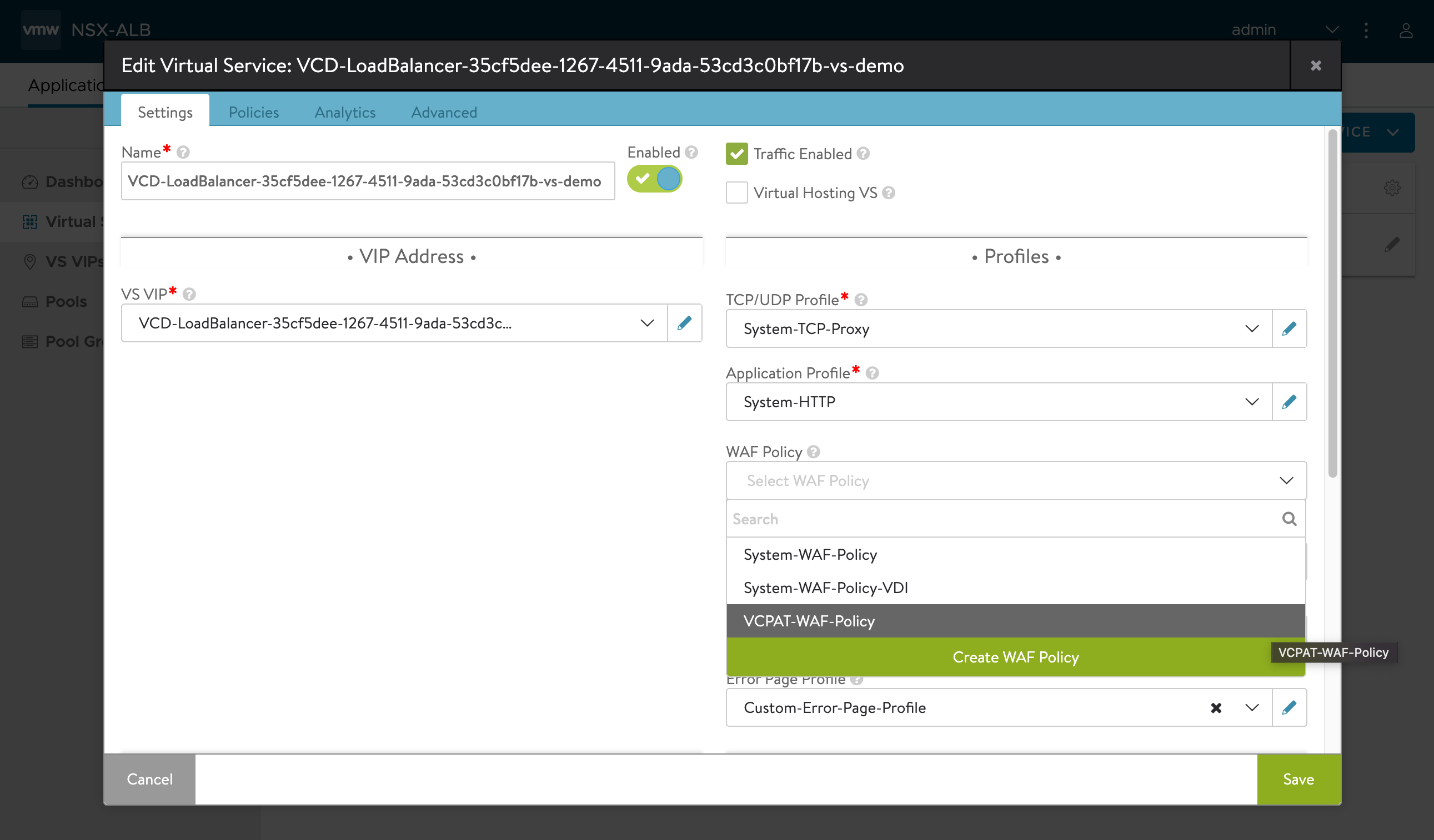 LBaaS in VMware Cloud Director - Web Application Firewall as a Managed Service